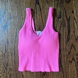 NO LONGER SOLD! Super cute pink ribbed tank top with padding